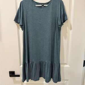 Teal- blue/green Ruffle Hem Dress